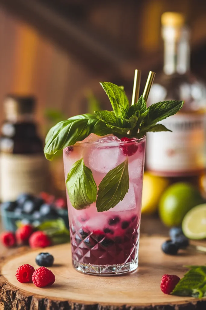 berry basil mojito