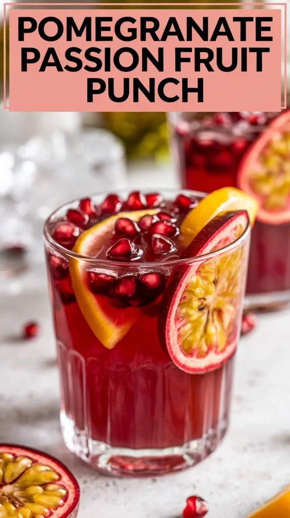 Pomegranate passion fruit punch mocktail