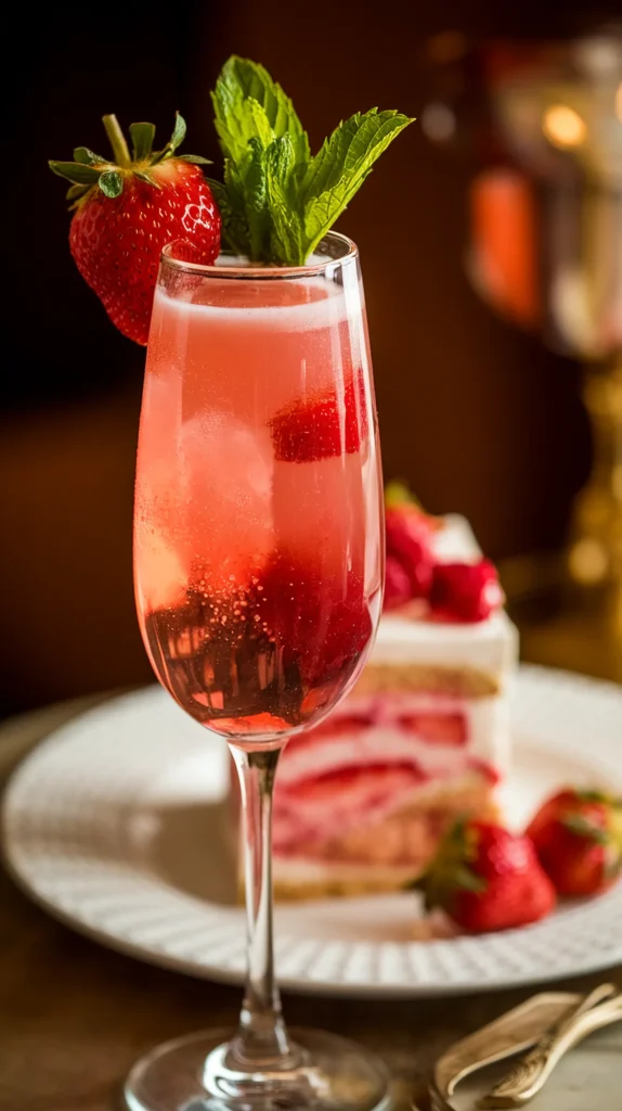 Strawberry champagne delight cocktail