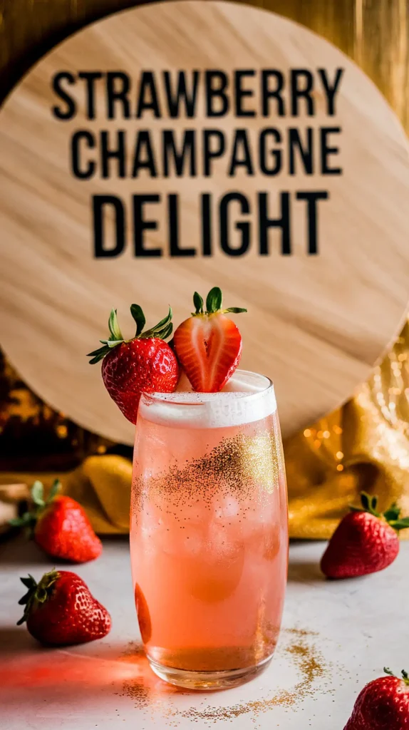delicious strawberry champagne cocktail
