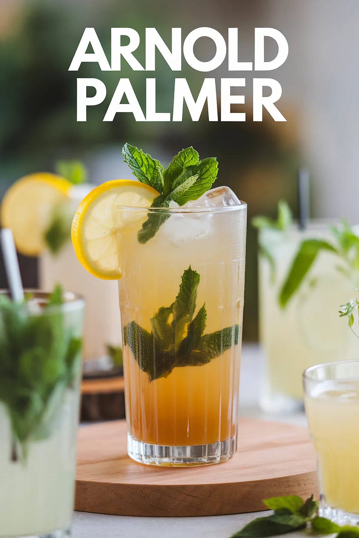 Refreshing Arnold Palmer drink with mint leaves and lemon slice in a glass.