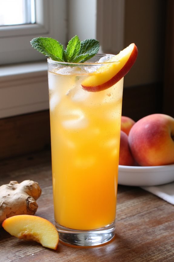 ginger peach soda mocktail