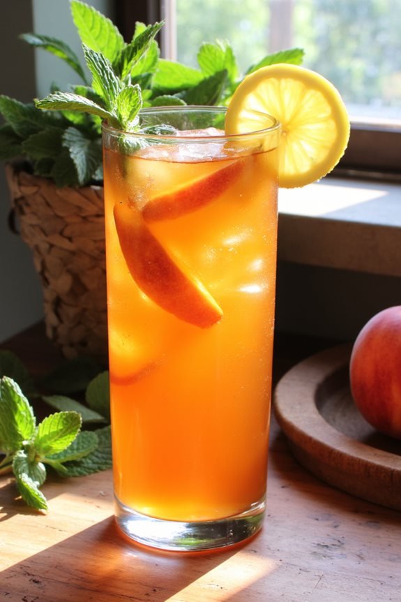 peach iced tea mocktail