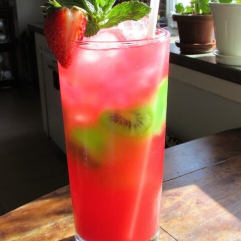 strawberry kiwi refreshing mocktail