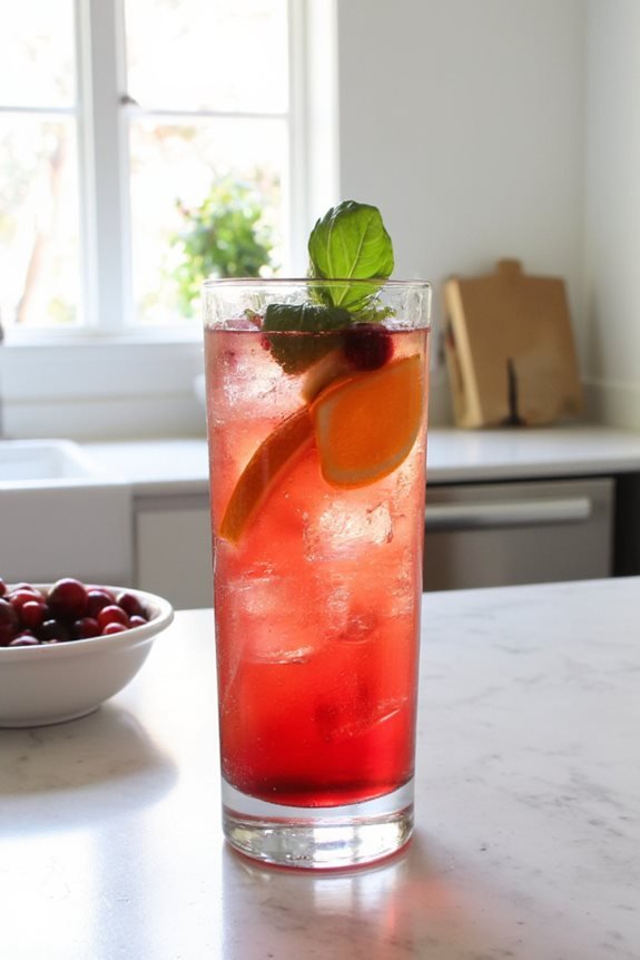 cranberry basil sangria mocktail