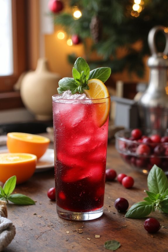 cranberry basil sangria mocktail