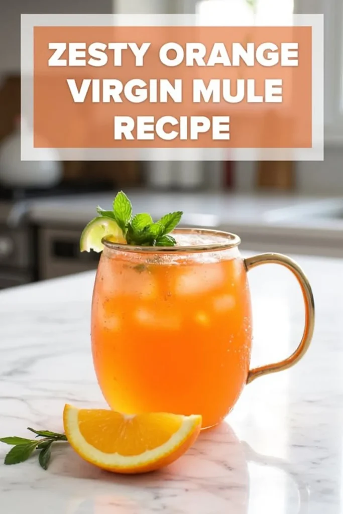 Zesty orange virgin mule in a copper mug with mint and lime, perfect refreshing drink recipe idea.
