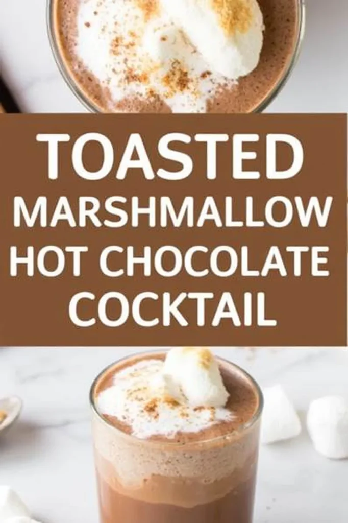 Creamy toasted marshmallow hot chocolate cocktail topped with whipped cream and cinnamon, perfect for winter.