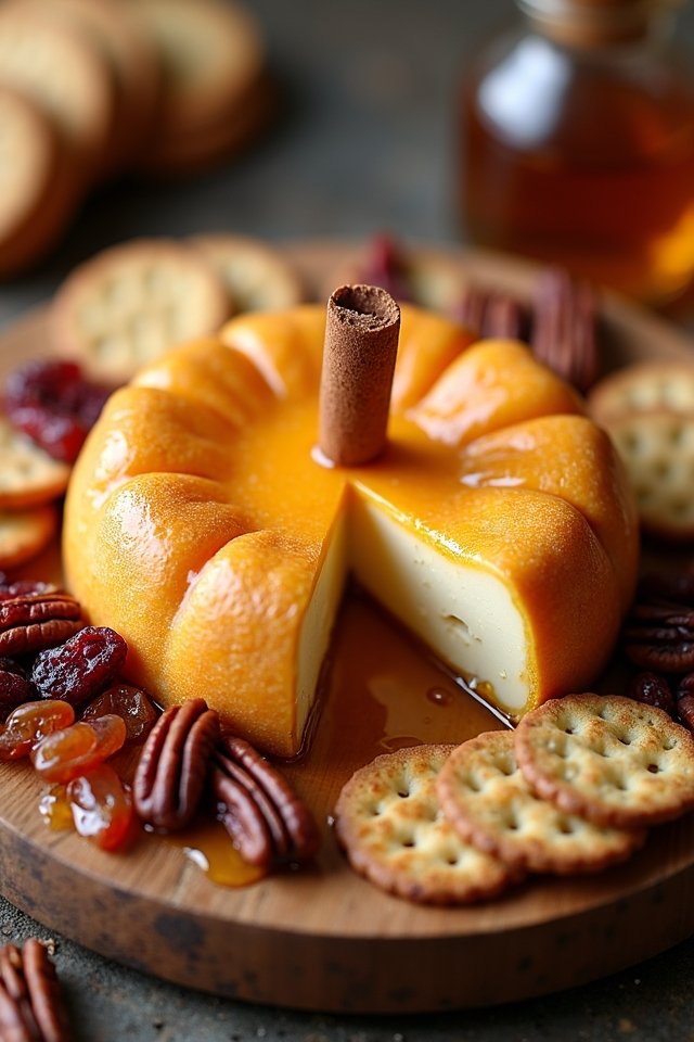 pumpkin shaped brie centerpiece board