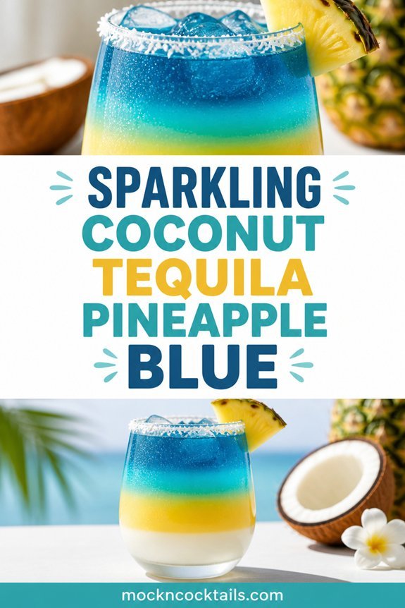 blue layered tropical cocktail