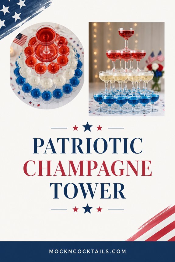 colorful patriotic champagne tower
