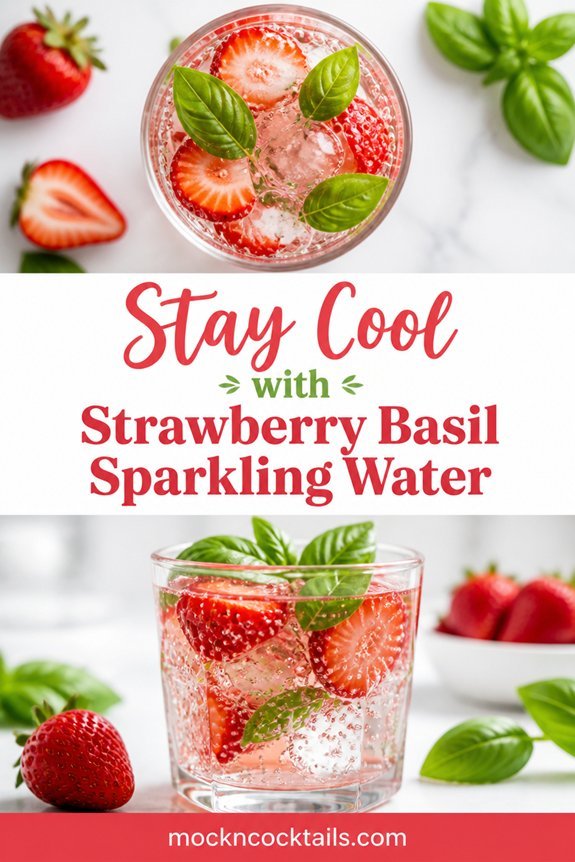 strawberry basil sparkling mocktail