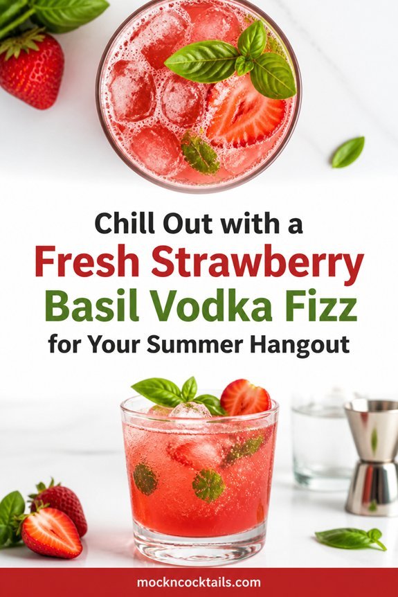 strawberry basil vodka fizz